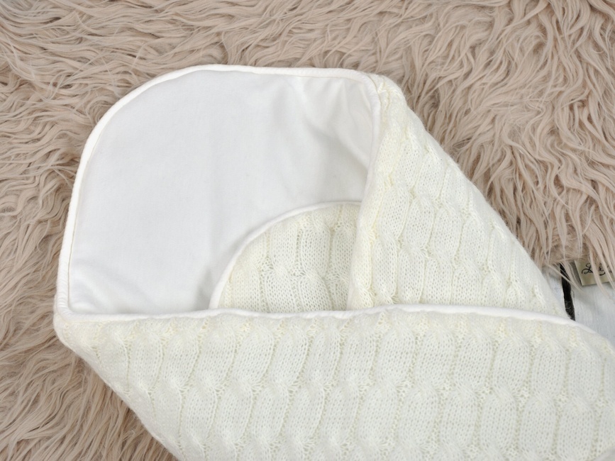 Конверт-одеяло для новорожденных вязаный Косы, светло-молочный, MagBaby