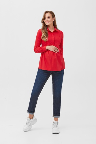 Блузы, рубашки Рубашка для беременных и кормящих мам, красный, ТМ Dianora