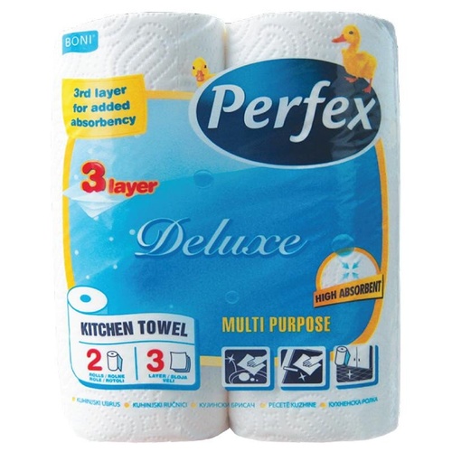 Бумажные полотенца Deluxe 2 шт, 3 слоя 7381, Perfex