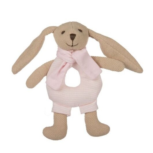 Мягкие игрушки Игрушка-погремушка мягкая Кролик розовая, Canpol babies