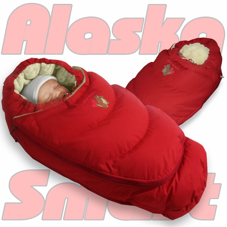 Конверт-трансформер для новорожденных пуховой на овчине Alaska Smart, Зима, красный, Ontario Linen