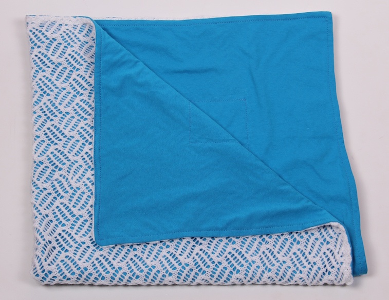 Одеяла и пледы Ажурный вязанный плед на трикотаже, голубой, лето, MagBaby