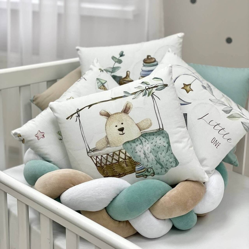 Постелька Комплект постельного белья в кроватку Art Design Игрушки + бортик коса, 6 элементов, Маленькая Соня
