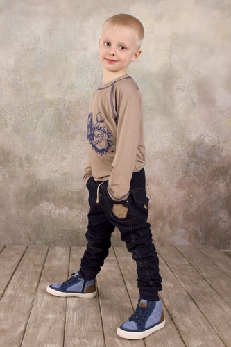 Штанишки Брюки для мальчика джинсового типа темно-синие, Модный карапуз