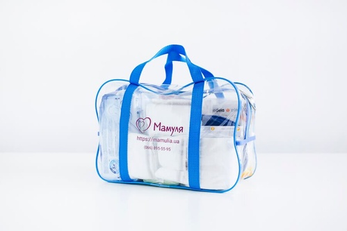 Удобные прозрачные сумки в роддом Прозрачные косметички в роддом, синяя и желтая, Mamapack (2 шт).