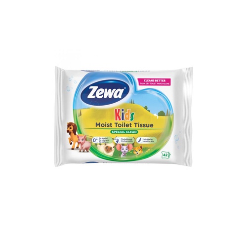 Вологі серветки для інтимної гігієни, демакіяжу та ін. Вологий туалетний папір Zewa Kids Moist, 42 шт, Zewa