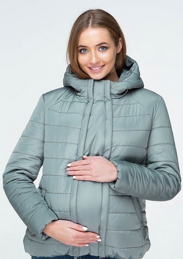 Демисезонная короткая куртка для беременных MARAIS, серо-зеленый, Юла мама