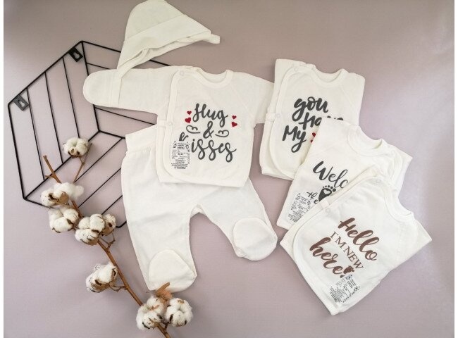 Комплекти Комплект для новонароджених сорочечка, повзунки, чепчик, молочний, Мамине Чадо