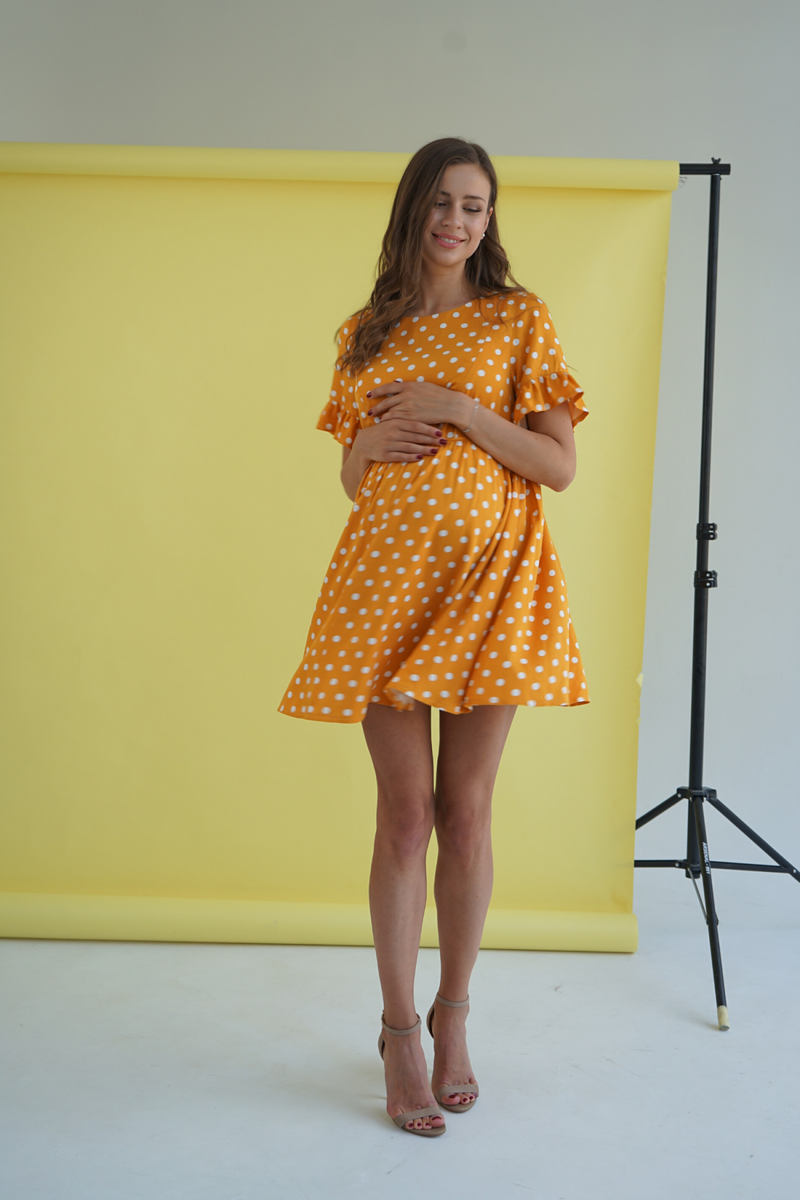 Платье для беременных и кормящих мам 4249726 шафран, To be, Оранжевый, 42