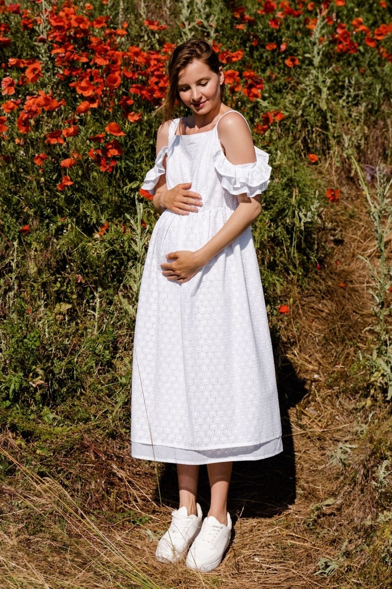 Сукня для вагітних і годуючих мам 2710753 біла, To be, Білий, 42