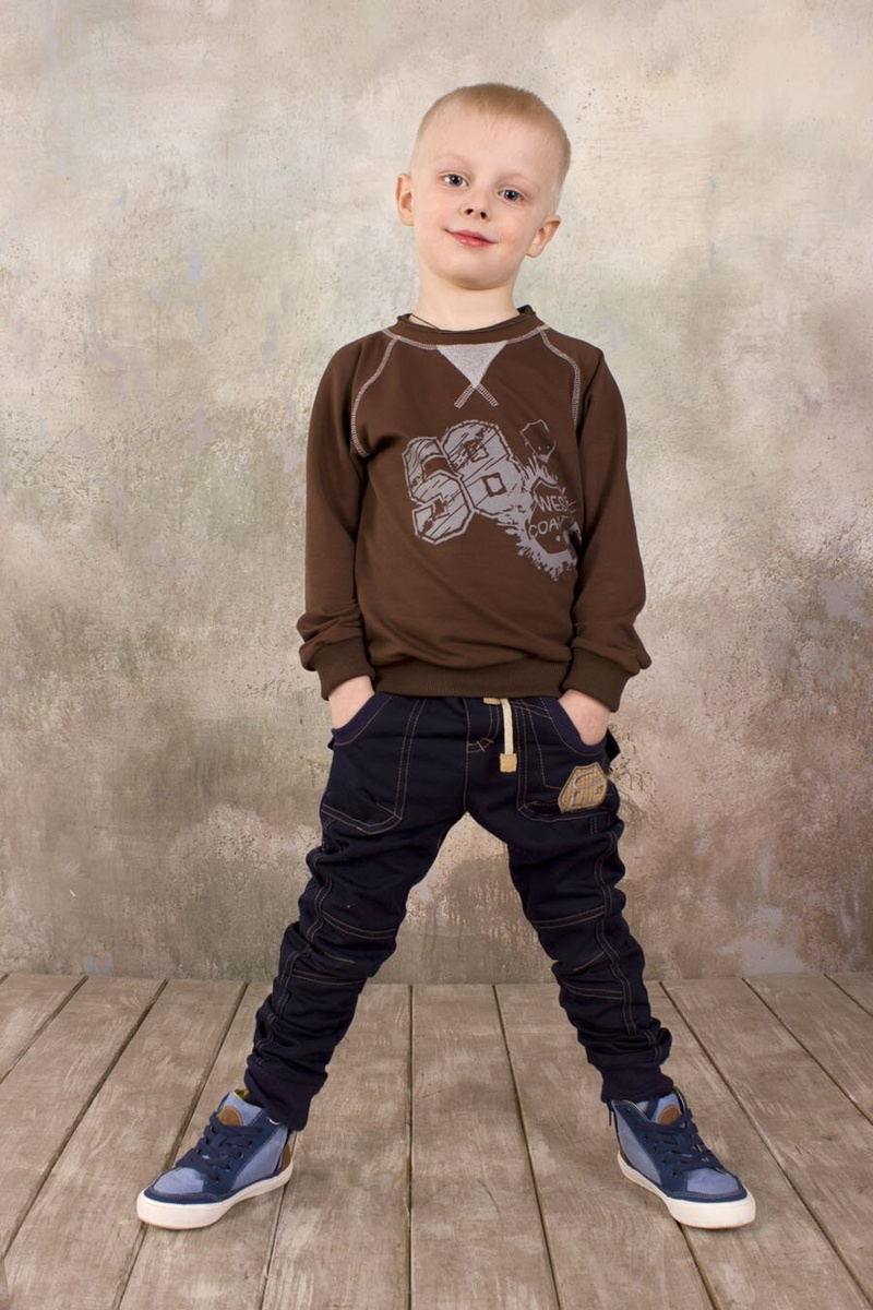 Штаны детские Брюки для мальчика джинсового типа темно-синие, Модный карапуз