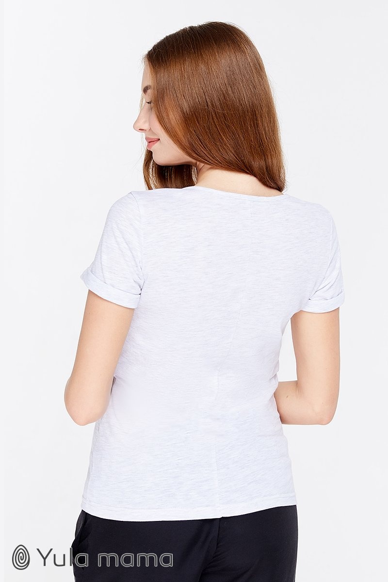 Трикотажная футболка для беременных LILLIT MOM, светло-серый меланж, Юла мама