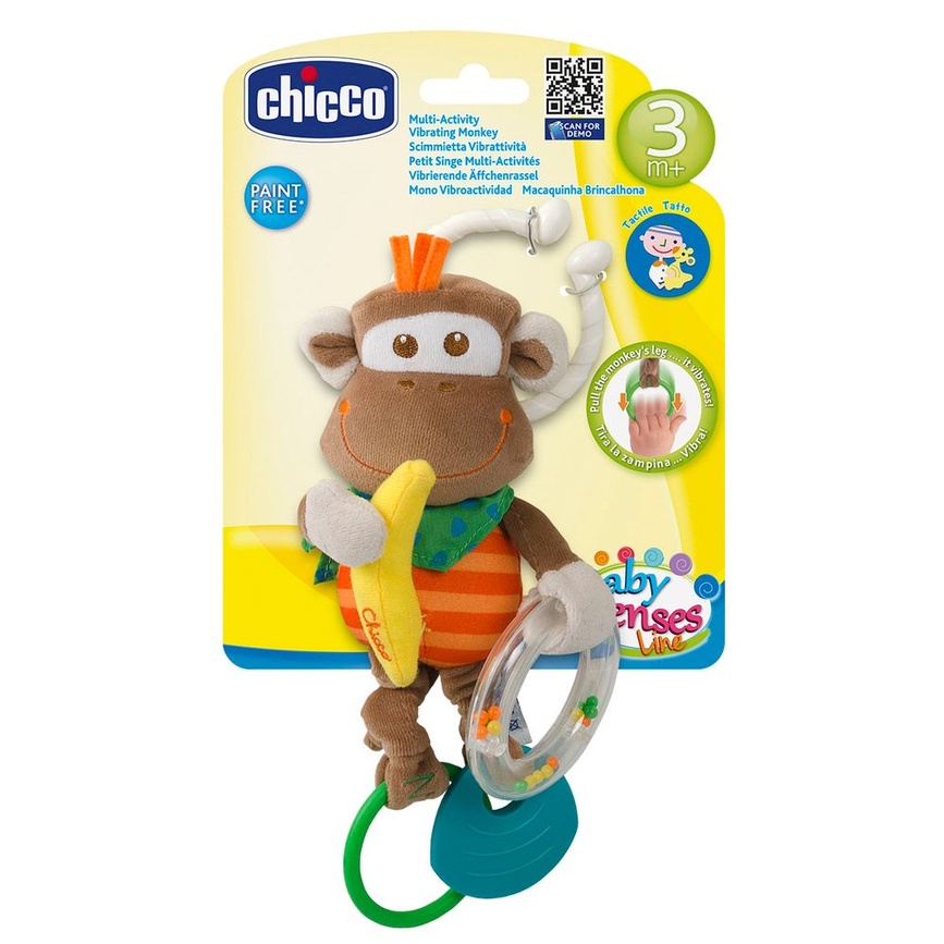Іграшки на ліжечко, коляску, автокрісло Іграшка-брязкальце Chicco "Мавпа"