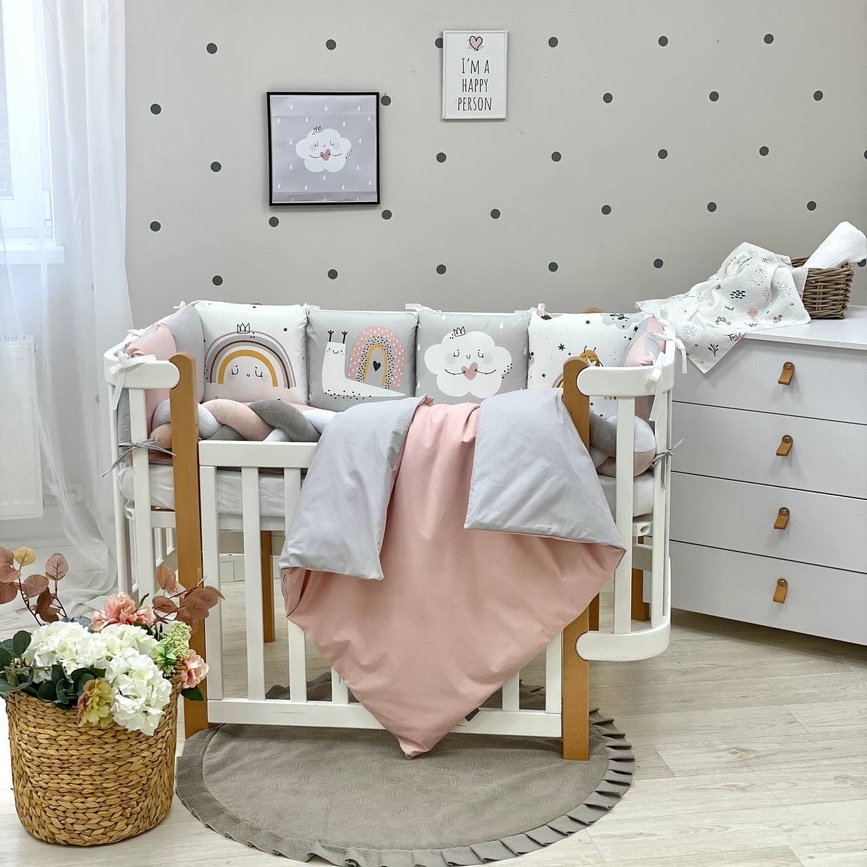 Постелька Комплект постельного белья в кроватку Art Design Улитка + бортик коса, 6 элементов, Маленькая Соня