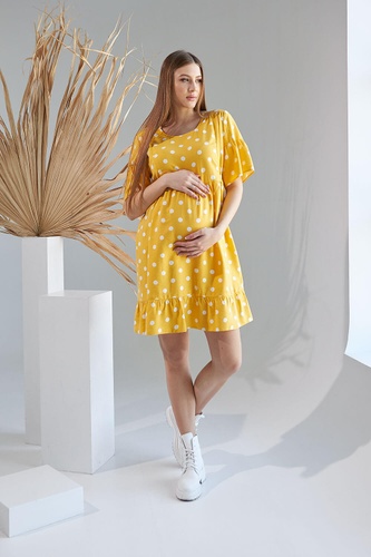 Платье для беременных и кормящих мам, желтое в горохи, ТМ Dianora, Желтый, S