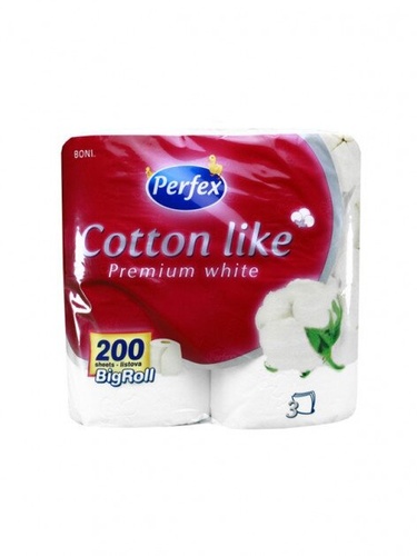 Туалетная бумага трёхслойная COTTON PREMIUM WHITE, 4 рулона, 200 листов, Perfex