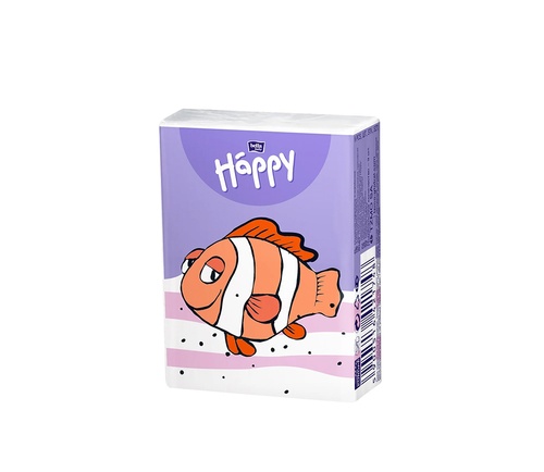 Ватно-паперова продукція Носові хусточки паперові тришарові Baby Happy Happy 9 шт, Bella