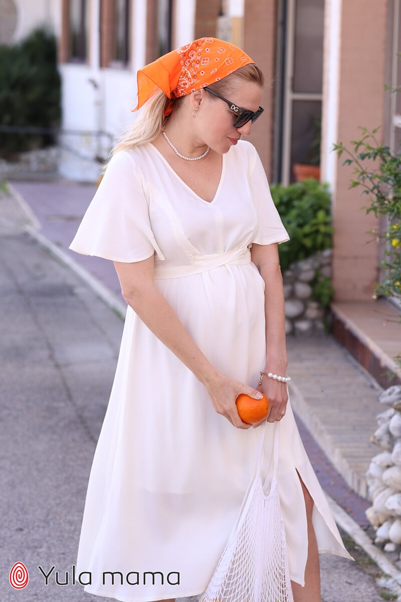 Платье для беременных и кормящих мам VANESSA молочный, Юла мама, Молочный, S