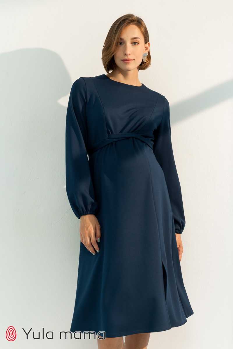Платье нарядное для беременных и кормящих мам VICKY, темно-синее, Юла мама, Синий, S