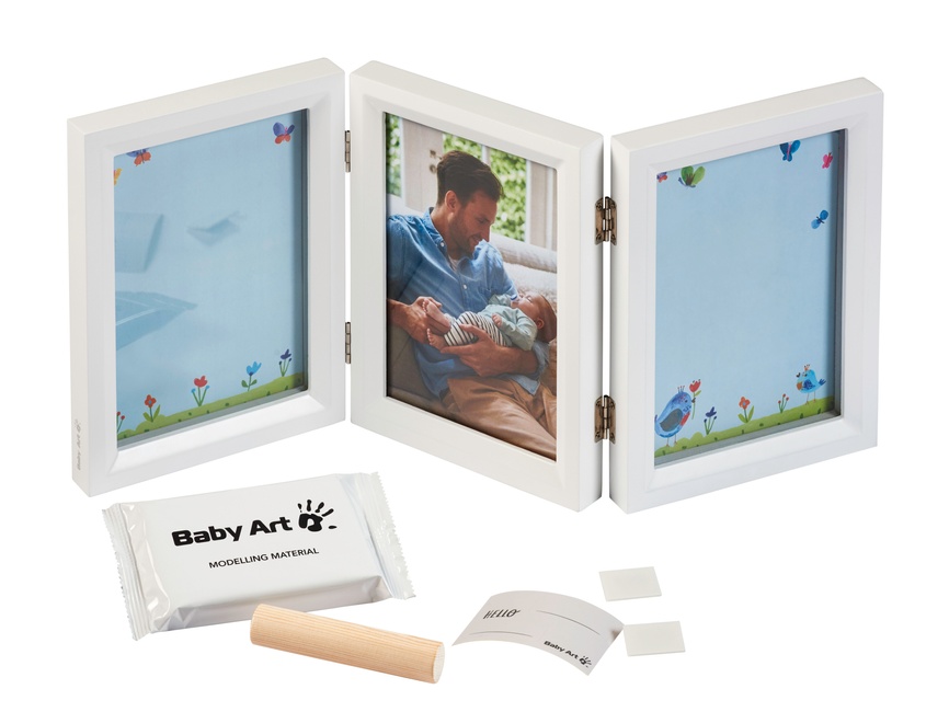Бебі Арт - пам'ятні подарунки Рамочка Потрійна з відбитками малюка Біла двостороння, Baby art