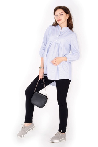 Блузы, рубашки Блуза Воздушный поцелуй в клетку для беременных и кормящих мам, голубая, ТМ Nowa Ty