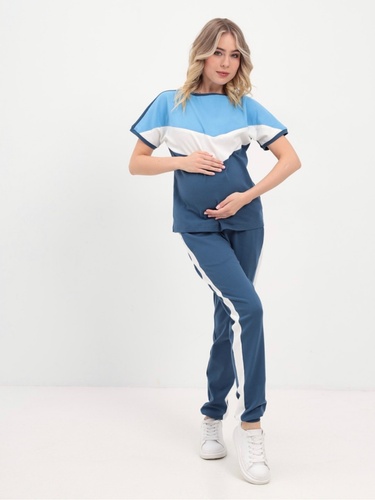 Спортивные костюмы Спортивный костюм летний July для беременных и кормящих, синий, Dizhimama