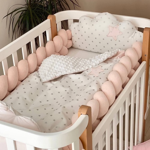 Постелька Комплект постельного белья в стандартную кроватку Облака, 4 элемента, розовый, Baby chic