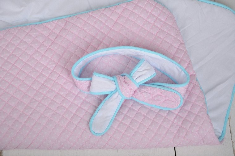 Конверт-ковдра для новонароджених стьобаний джинсовий на трикотажі, рожево-бірюзовий, MagBaby