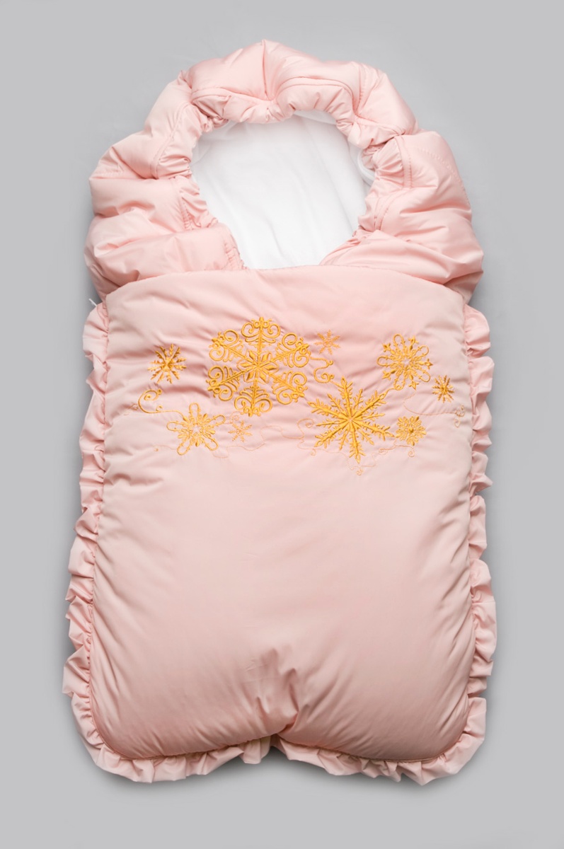 Конверт для новонароджених на виписку зимовий Сніжинки, рожевий, Модний карапуз