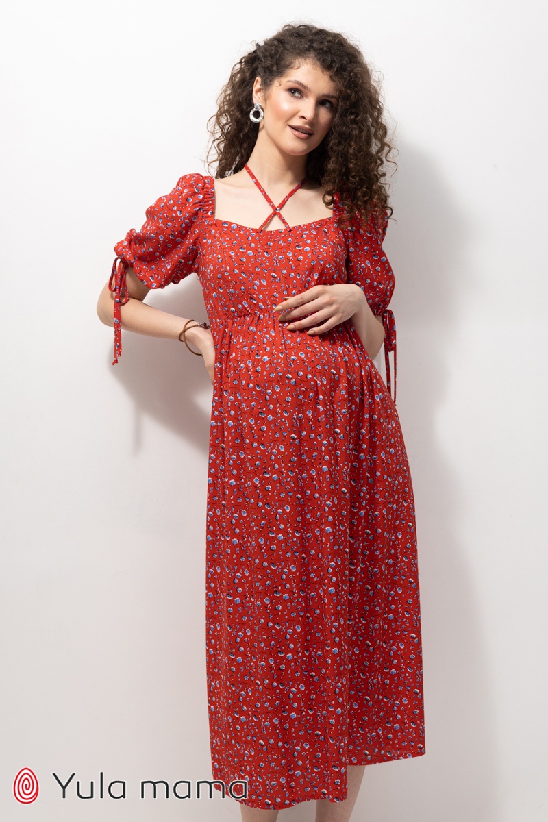 Платье для беременных и кормящих мам BRIELLA, красный, Юла мама, Красный, S