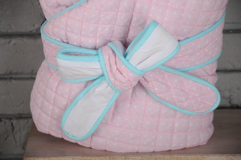 Конверт-одеяло для новорожденных cтеганый джинсовый на трикотаже, розово-бирюзовый, MagBaby