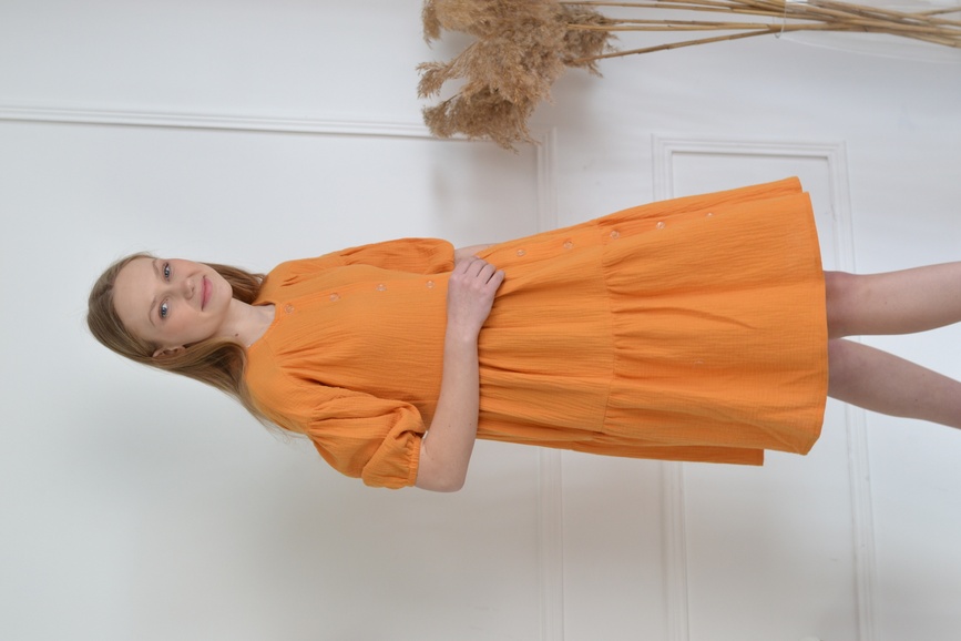Платье с оборками Avrora для беременных и кормящих, горчица, Dizhimama, Горчичный, 42