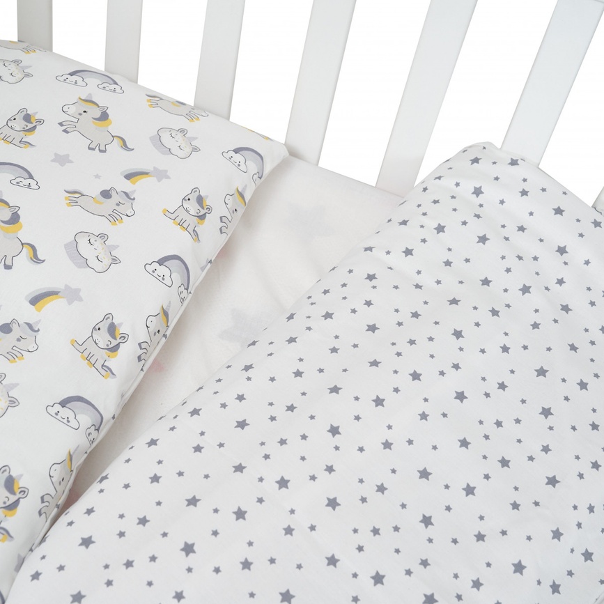 Текстиль Змінна постіль Comfort line з дизайном "Єдиноріг" у сіро-жовтому кольорі, ТМ Twins
