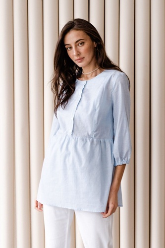 Блузы, рубашки Блуза рубашка для беременных и кормящих мам 4317737, голубая, To be