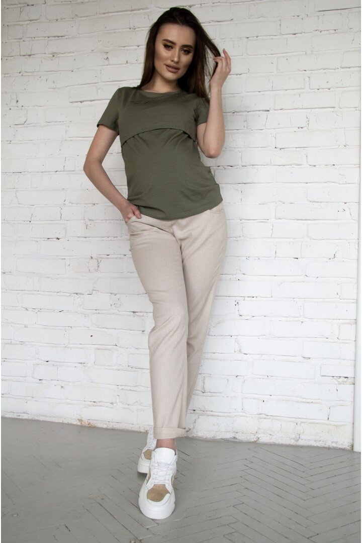Штани Стильні штани для вагітних, бежеві, ТМ Dianora