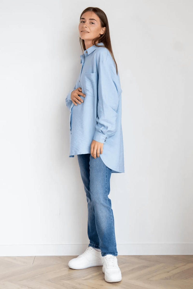 Блузы, рубашки Блуза рубашка для беременных и кормящих мам 2101711, голубой, To be