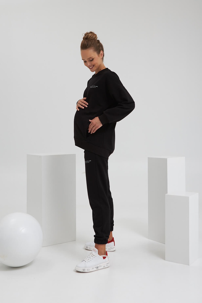 Спортивні костюми Костюм спортивний для вагітних та годуючих мам, чорний, ТМ Dianora
