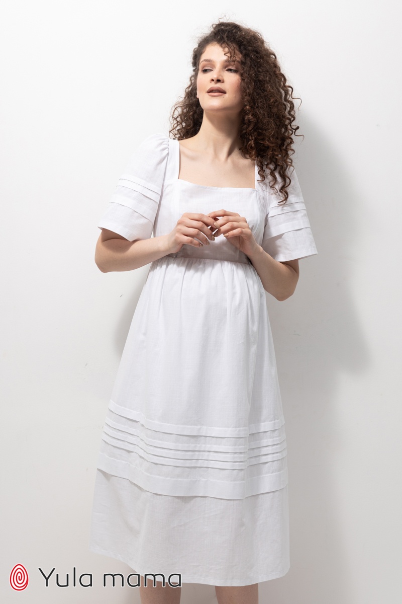 Літня сукня для вагітних та годуючих мам AURORA білий, Юла мама, Білий, S