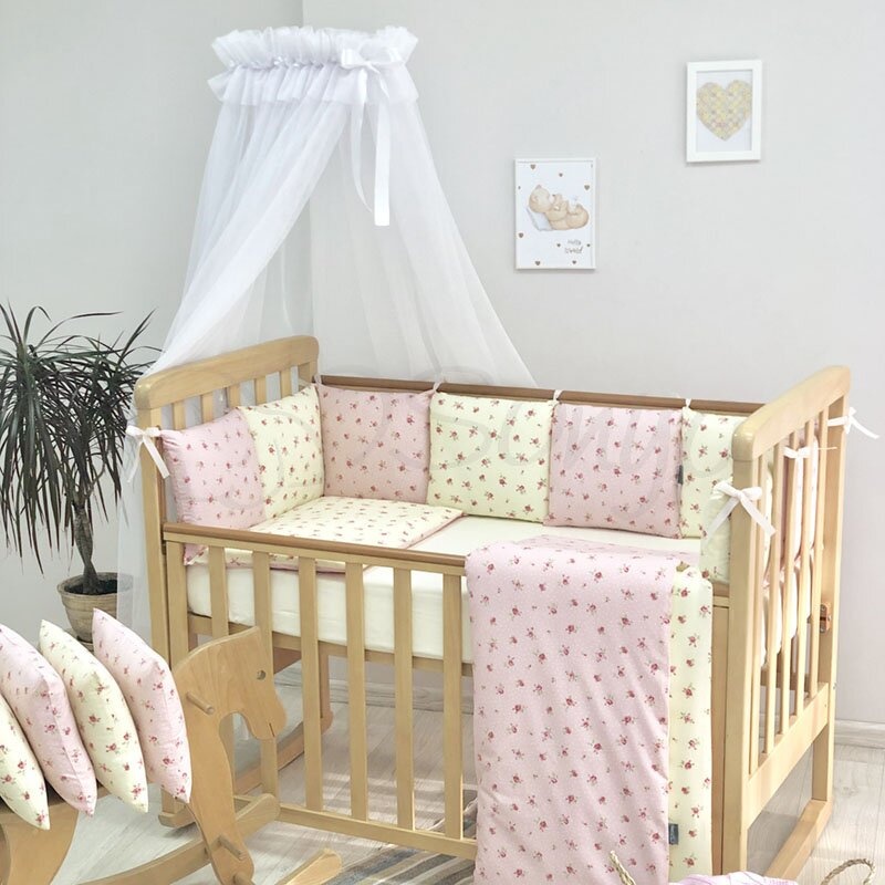 Постільна білизна Комплект Baby Design Premium №57 Прованс розовый, стандарт, 7 элементов, Маленькая Соня