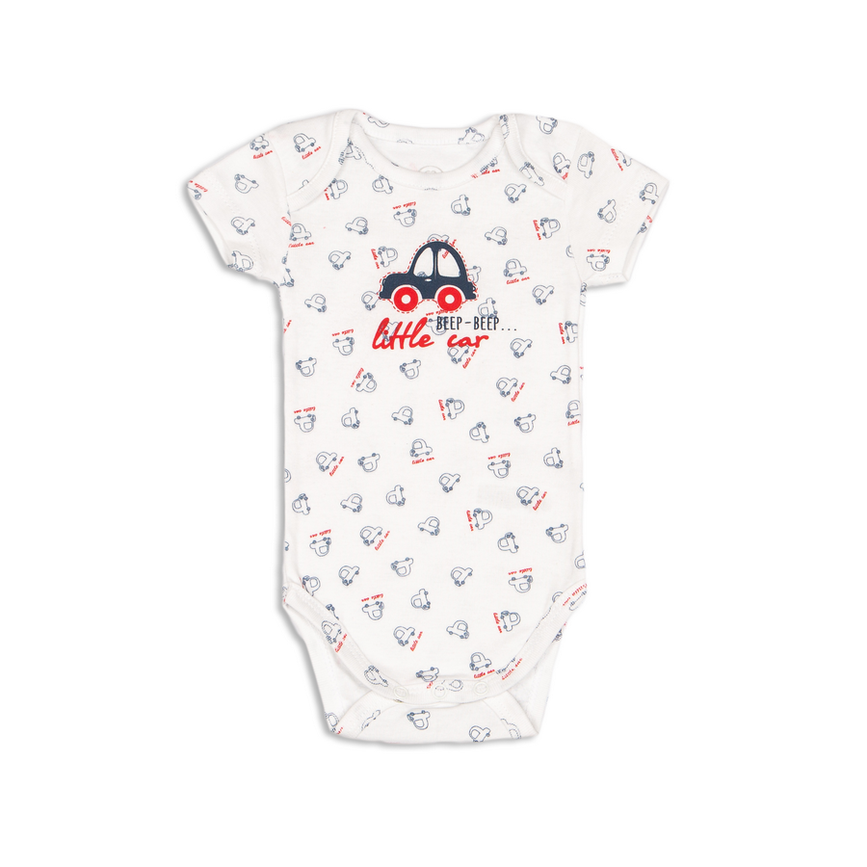 Боди с коротким рукавом Боди с коротким рукавом для новорожденных, машинки, бело-серый, ТМ Фламинго