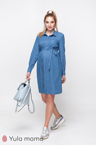 Платье-рубашка для беременных и кормящих из тонкого джинса VERO, Юла мама