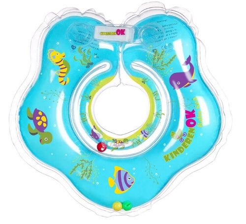 Круги, рондо Детский надувной круг-воротничок для плавания Sea голубой, KINDERENOK