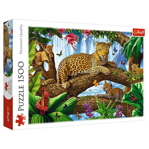 Пазли, мозаїка Пазли - (1500 елм.) - "Леопарди на дереві" , Trefl