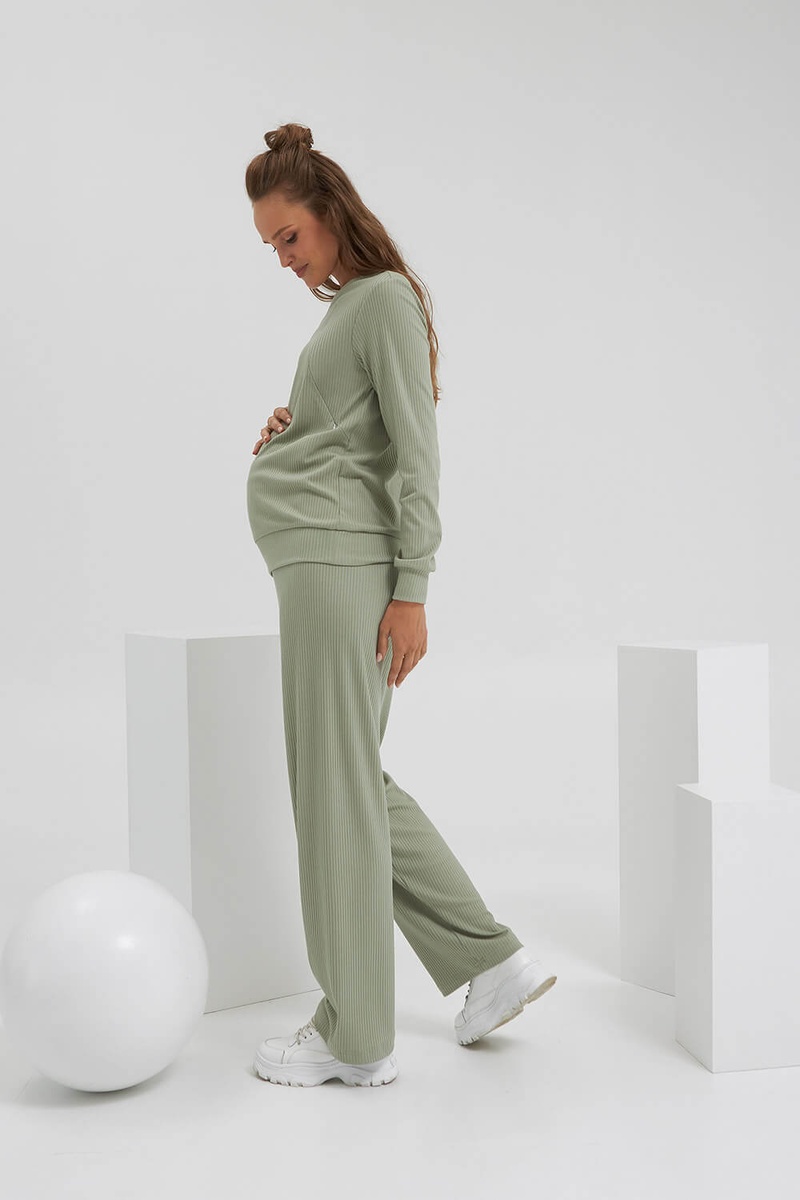 Свитшоты, свитера Кофта для беременных и кормящих мам трикотаж рубчик 2186 1565, фисташковый, Dianora