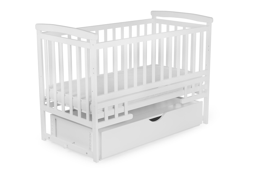 Кроватки Детская кроватка TRANSFORMER с маятником и ящиком белая, Дитячий сон