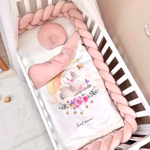 Постелька Комплект постельного белья Dream Зайка, 5 элементов, пудра, Baby chic