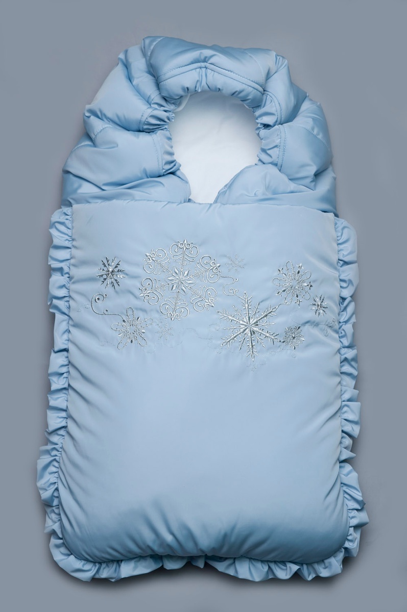 Конверт для новонароджених на виписку зимовий Сніжинки, блакитний, Модний карапуз