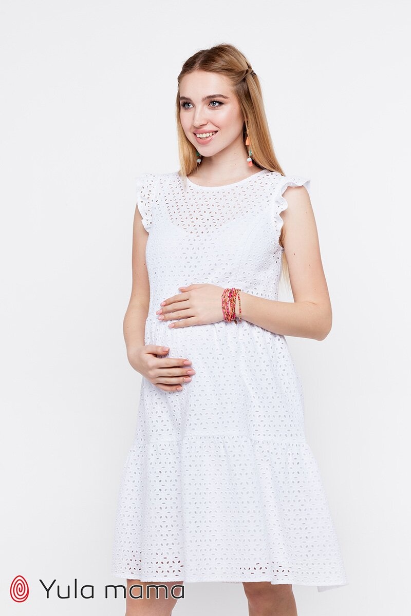Платье для беременных и кормящих мам NICKI белый, Юла мама