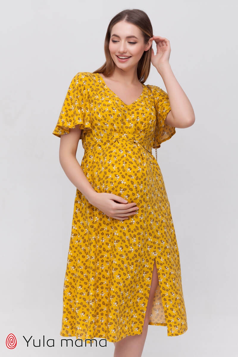Сукня для вагітних і годуючих мам VANESSA темно-жовтий, Юла мама, Жовтий, L