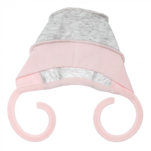 Чепчики, шапочки для новорождённых Шапочка для новорожденной девочки, серо-розовый, ТМ Фламинго